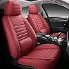 HAITOUR Full Coverage Leather Car Seat Covers Full Set Universal Fit for Most Cars Sedans Trucks SUVs with Waterproof Leatherette in Automotive Seat Cover Accessories (Wine Red)