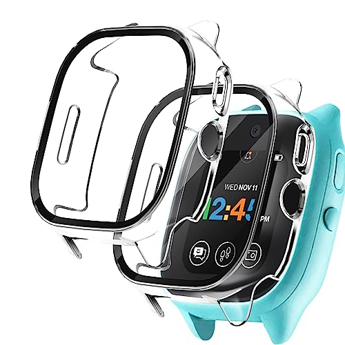 Seltureone 2 Pack Hard PC Case for Verizon Gizmo Watch 3 Built-in Tempered Glass Screen Protector Easy to Install Ultra Slim for Gizmo Watch 3 - Clear