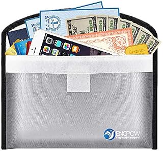Fireproof Money Bag for Cash 10.2"x6"Non-Itchy Silicone for File Holder, Passport,Jewelry, Important Documents,7-8