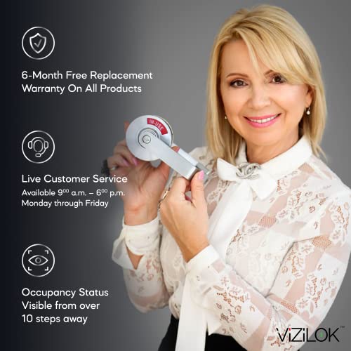 Vizilok Privacy Indicator Lock With Keys C3Fe, Large In-Use Or Vacant Indicator, Durable Ansi Grade 2 Comp, Perfect For Public Restrooms Including Restaurants, Hospitals, Medical Offices. Satin Chrome #TOP3