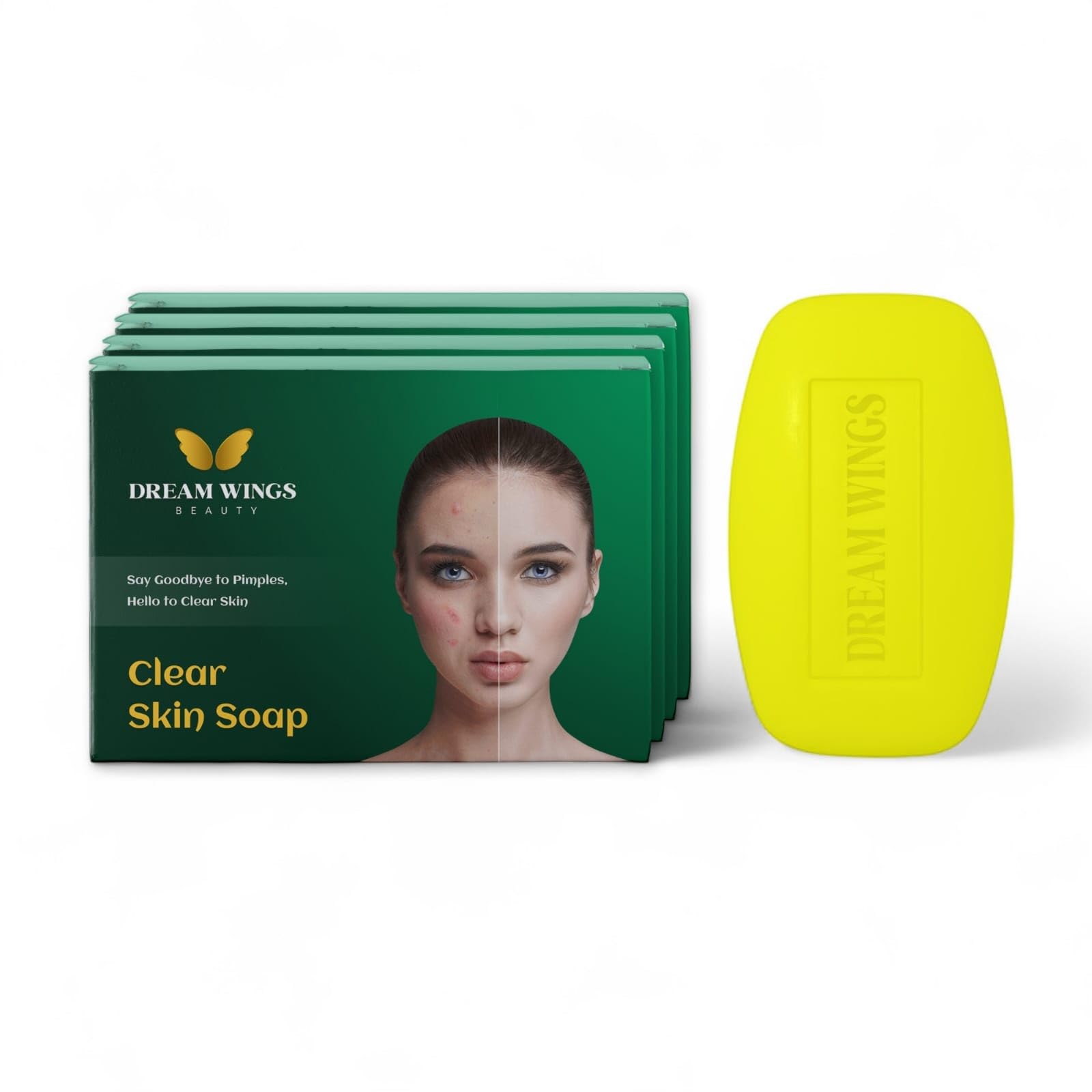 Clear Skin Soap | (300Gms Pack Of 4) | Body Tan Removal & Detan Soap | Paraben Free | For Pimple, Dark Spots & Unwanted Oil | Skin Brightening Soap For Men & Women | Fresh Bath Soap | For All Skin Types