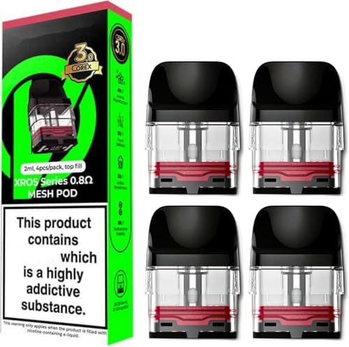 Plumspod Pod For Vaporesso Xros 3 4 5 Mini Pro 2 Pods Aviailable in 0.4 0.6 0.8 ohm Corex 3.0 Series Xros2 Xros3 Xros4 Xros5 Mini Nano Cube Pro2 Pods Kit Replacement Refillable Top Fill 2ml (0.8 ohm)