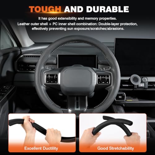Image of Cartist Upgrade Steering Wheel Cover Universal for Car, PC Strength and PVC Leather for Steering Wheel Protector, Breathable Non-Slip Enhance Driving Experience, Open-Type Easy to Install - Black