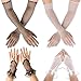 YiiHHooN 4 Paar Spitzen Handschuhe, netzhandschuhe schwarz und Weiß, Lang und Kurz Handschuhe Spitze Brauthandschuhe Hochzeit für Hochzeitsessen 1980 Party Kostüme Maskerade Zubehör