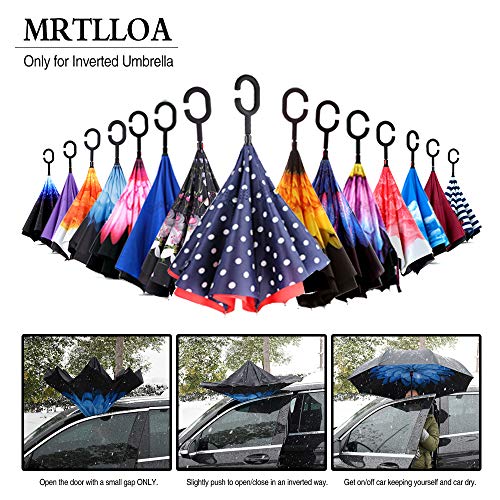 Image of MRTLLOA Double Layer Inverted Umbrella with C-Shaped Handle, Anti-UV Waterproof Windproof Straight Umbrella for Car Rain Outdoor Use (N-Red Dot)