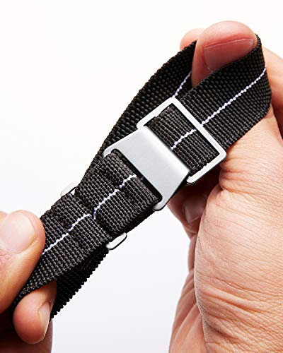 Image of BINLUN Elastic Nylon Watch Band 18mm 20mm 22mm Marine Nationale Fabric Military Parachute Replacement Watch Strap Men Women Silver & Black Buckle - Upgraded Hook-and-Loop Buckle