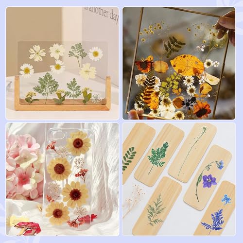 Image of 207 Pcs Dried Pressed Flowers for Crafts, Dried Pressed Flowers for Resin, Bulk Natural Dried Flowers Kit with Butterfly Stickers&Tweezers for DlY Resin Molds, Candles, Soap,Jewelry Making, Art Crafts
