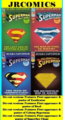REIGN of the SUPERMEN 4 Issue Die-Cut Collectors Edition SET  1st Appearance of Superboy (Adventures of Superman #501), Cyborg Superman (Superman