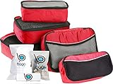 5 Packing Cubes For Travel Luggage or Suitcase + 6 Toiletry Zip Bags Organizers Cubes (Red)