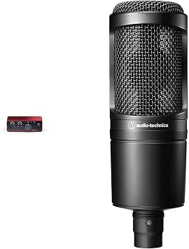 Focusrite Scarlett Solo 4th Gen USB Audio Interface, for the Guitarist, Vocalist, or Producer & Audio-Technica 2020 Cardioid Condenser Microphone Black