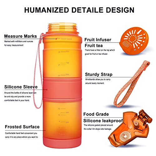 Zounich Premium Sports Water Bottle 32 Oz/1 Liter, 24 Oz, 16 Oz, 14 Oz, Bpa Free Tritan For Bike, Running, Gym, Fitness, Cycling #TOP1