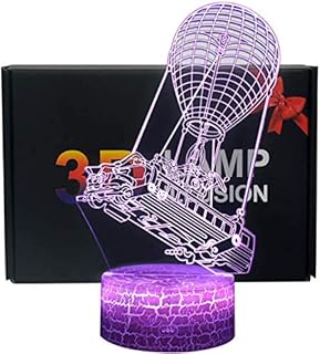 3D Illusion Night Light 7 Colors LED Touch Table Lamp with Remote Control for Kids Birthday Gift (Hot air Balloon Boat)