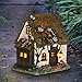 Exhart Solar Flower Vine House Garden Statue, Resin, Adorable Fairy Garden LED Décor, 8