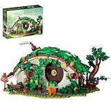 GHQYTPR Medieval Fantasy Cottage Building Set 1088 Pieces Halfling Home Model with Iconic Round Door Magic Forest Village Architecture Kit Rustic Green Valley Decor Gift for Adults & Teens
