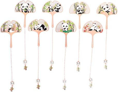 Metal Bookmark Set, Enamel Panda Pendant Bookmark Planner Clips Reading Book Lovers Gift Office School Stationery Supplies for Readers Best Friend Teacher Men Girls Panda-2 8P
