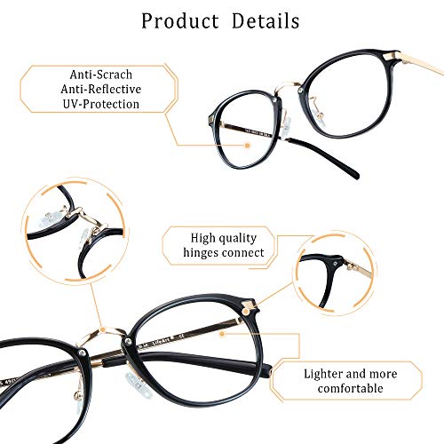 Image of LifeArt Blue Light Blocking Computer Glasses,Stylish Reading Glasses for Women /Men,Transparent Lens Filter UV Light 400,Reduce Eyestrain (No Magnification)