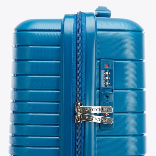 Miniatura 7 de Wittchen Fuerta Line Maleta Grande Equipaje Rígido Maleta Expandible Equipaje De Polipropileno Con Rayas Brillantes 4 Ruedas Dobles Asa Telescópica Cerradura Tsa Talla L Azul
