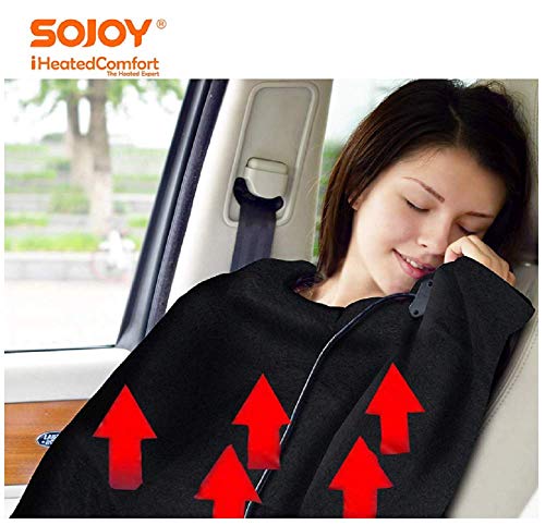 Sojoy Heated Smart Multifunctional Travel Electric Blanket With High/Low Temp Control (57"X 40") (Black) #TOP3