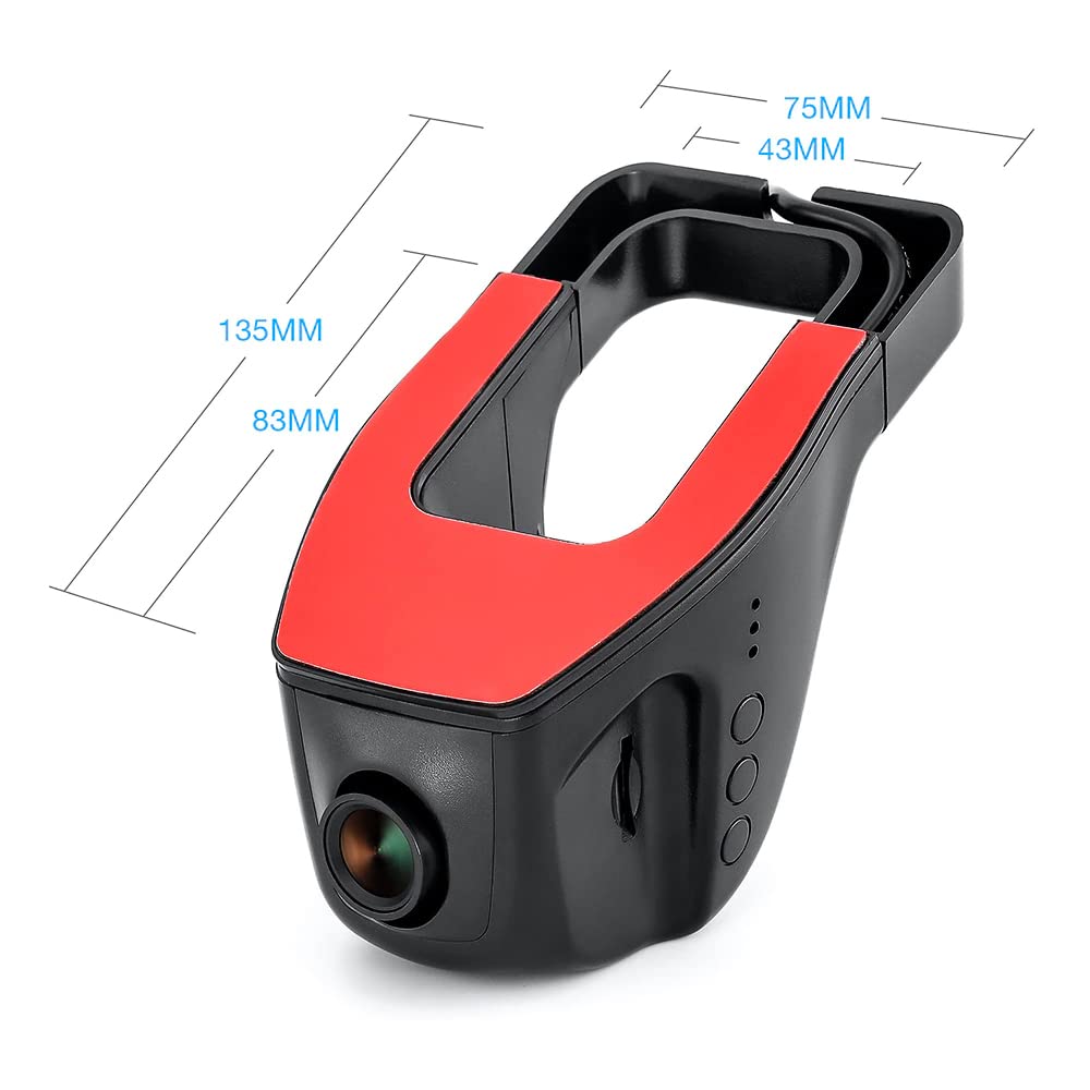 Retoo Czarna kamera samochodowa 1080p z czujnikiem G i polem widzenia 170°, USB, 1920 x 1080 30 FPS, Full HD z obsługą kart SD, wykrywanie ruchu, z przodu lub z tyłu, kompatybilna z systemem Android