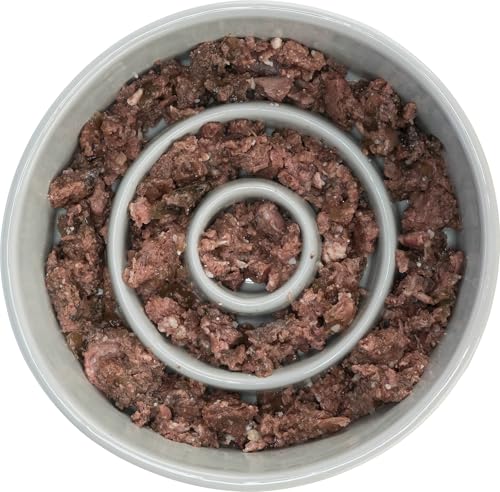 TRIXIE Slow Feeding Keramiknapf - grau/blau 0,45 l/ø 14 cm