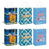 HEYINSHEN 12 Pcs Fathers Day Gift Bags Father's Day Bags with Handle Happy Fathers Day Gift Bag Bulk Best Dad Gift Bag Dad Treat Goodie Present Boxes Blue Party Supplies for Dads Men Birthday Decor