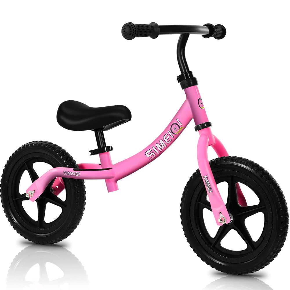 SIMEIQI 12 Inch Balance Bike for 2 3 4 5 Years Old Boys Girls Walking Training Bicycle No Pedal Adjustable Seat and Handlebar (Pink) — image 1