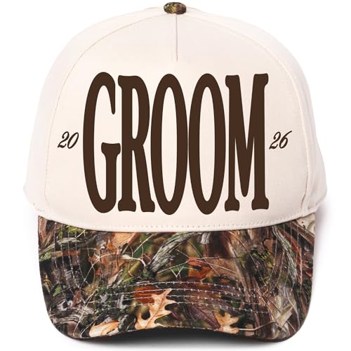 Bride Vintage Trucker Hat | Marriage Wedding Bachelorette | Premium Snapback Baseball Hat for Men & Women (US Alpha One Size Leaves/Natural | Groom)