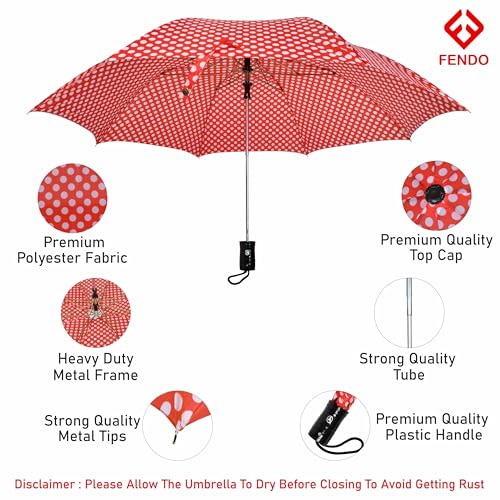 Image of Fendo 24.5 Inch 2 Fold Umbrella for Men & Women | Windproof & Waterproof Umbrella | Foldable Travel Umbrellas with Strong Frame | Ideal for Everyday Use
