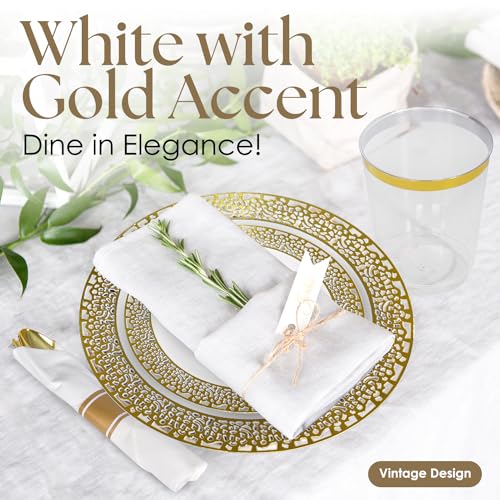Zulzzy 350 STYLE2 Elegant Gold Plastic Dinnerware Set  thumb #2
