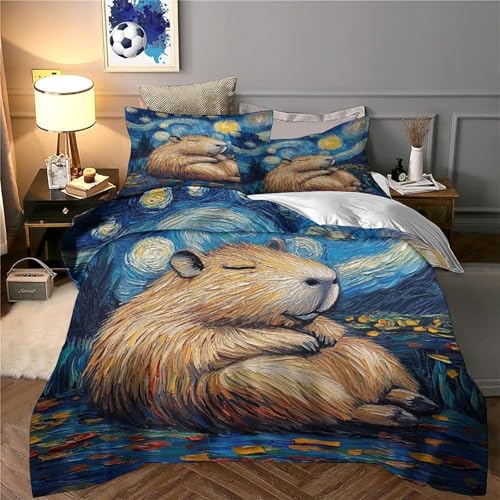 Parure de lit Capybara endormi microfibre 135x200cm pour ado - 6