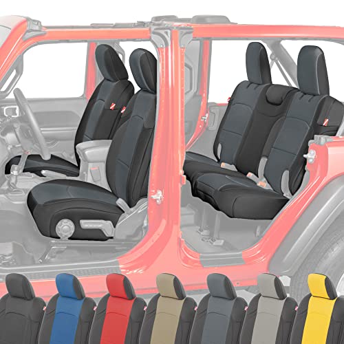 Diver Down Neoprene Seat Cover Set - Fits Jeep Jl 4-Door 2018-2022 Wrangler - Front And Back Seat Set - Waterproof Custom Fit Seat Covers, Soft Padded Thermal Resistant Cushion (Charcoal, Cloth Seats) #TOP5