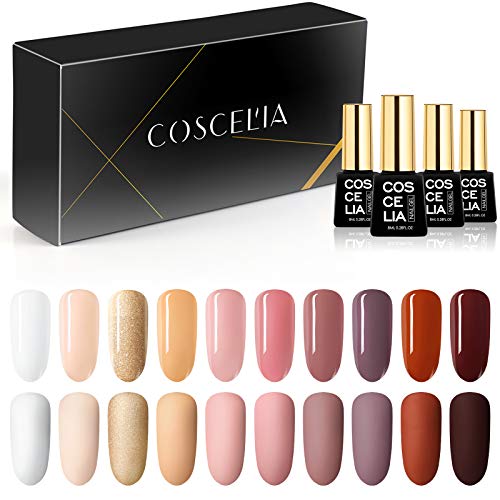 10 Pcs Gel Nail Polish Kit, Soak Off U V LED Nail Gel Polish Set for All Seasons Gel Polish Starter Kit
