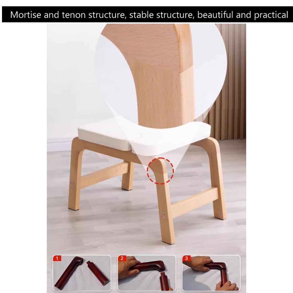 Sedia Yoga per Verticale sulla Testa,Sgabello Yoga per la Casa,Sedia per Inversione Yoga,Struttura in Legno Massello,Sgabello Verticale per Yoga con Cuscino del Sedile Rimovibile a Forma di T,Bianco