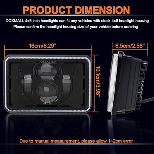Image of 4Pcs 4x6 Led Headlights DOT Approved Peterbilt 379 Headlights Compatible With H4656 H4651 H4652 H4666 H6545 Headlight Replacement for Freightliner Kenworth Oldsmobile Cutlass Trucks