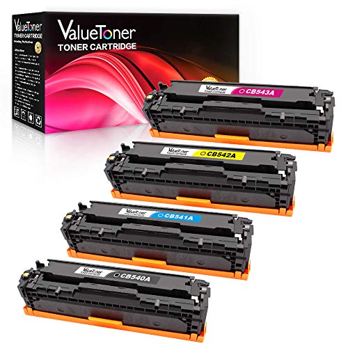 Valuetoner Compatible Toner Cartridge Replacement for HP 125A CB540A CB541A CB542A CB543A for Color CP1215, CM1312nfi, CP1518ni Printer (4 Pack)