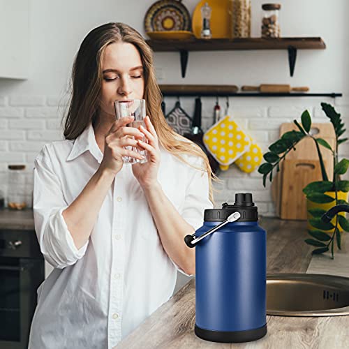 Sursip 128Oz Insulated Water Jug,One Gallon Vacuum Stainless Steel Double Walled Water Bottle With Stainless Steel Handle,18/8 Food-Grade Insulated Water Bottle ,Travel Drinking Water Flask-Black #TOP7