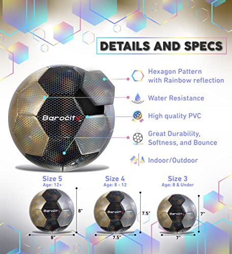 Barocity Mix Silver, Black, & Gold Size 3 Soccer Ball – Boys And Girls Soccer Ball, Premium Outdoor And Indoor Soccer Ball For Toddlers Playtime And Practice Games – Cool Ball For All Ages #TOP1