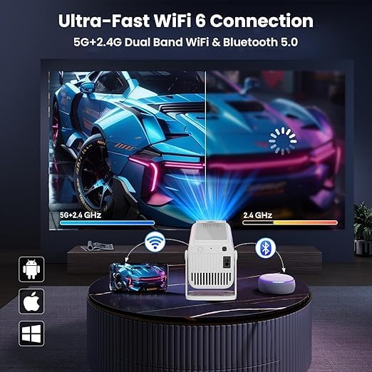 Image of PLAY New Victory AVI Native 1080P 4K Smart Projector, Android 13, Auto Focus, Keystone, High Brightness, 270 Rotation, WiFi, Bluetooth, ARC, Netflix, Prime Video, Crystal Clear Image