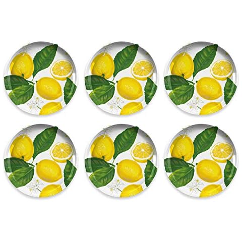 TarHong Lemon Fresh Pure Melamine Salad Plate, 8.5", Set of 6 Cover