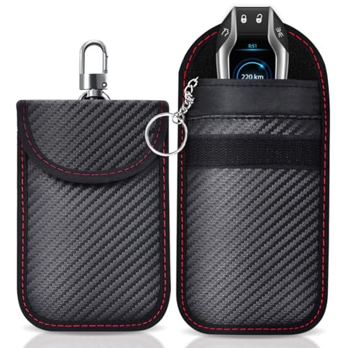SHSMPXOY 2 Etui Anti RFID Clé Voiture Portable Pochette Anti RFID Faraday Cle Voiture Etui Blocage rfids pour Clef Voituress Keyless Protection Antivol anties...