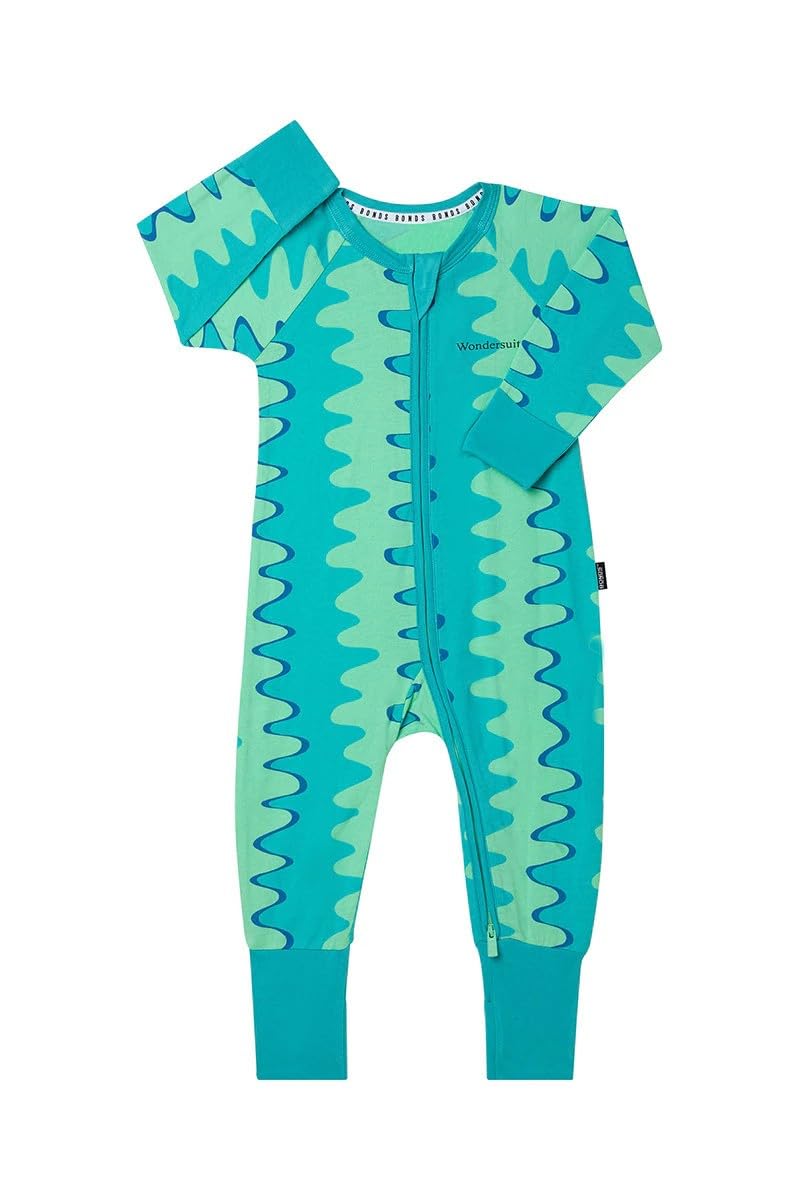 Bonds Baby Zippy Wondersuit - Wavy Groove Mint, Print L8r