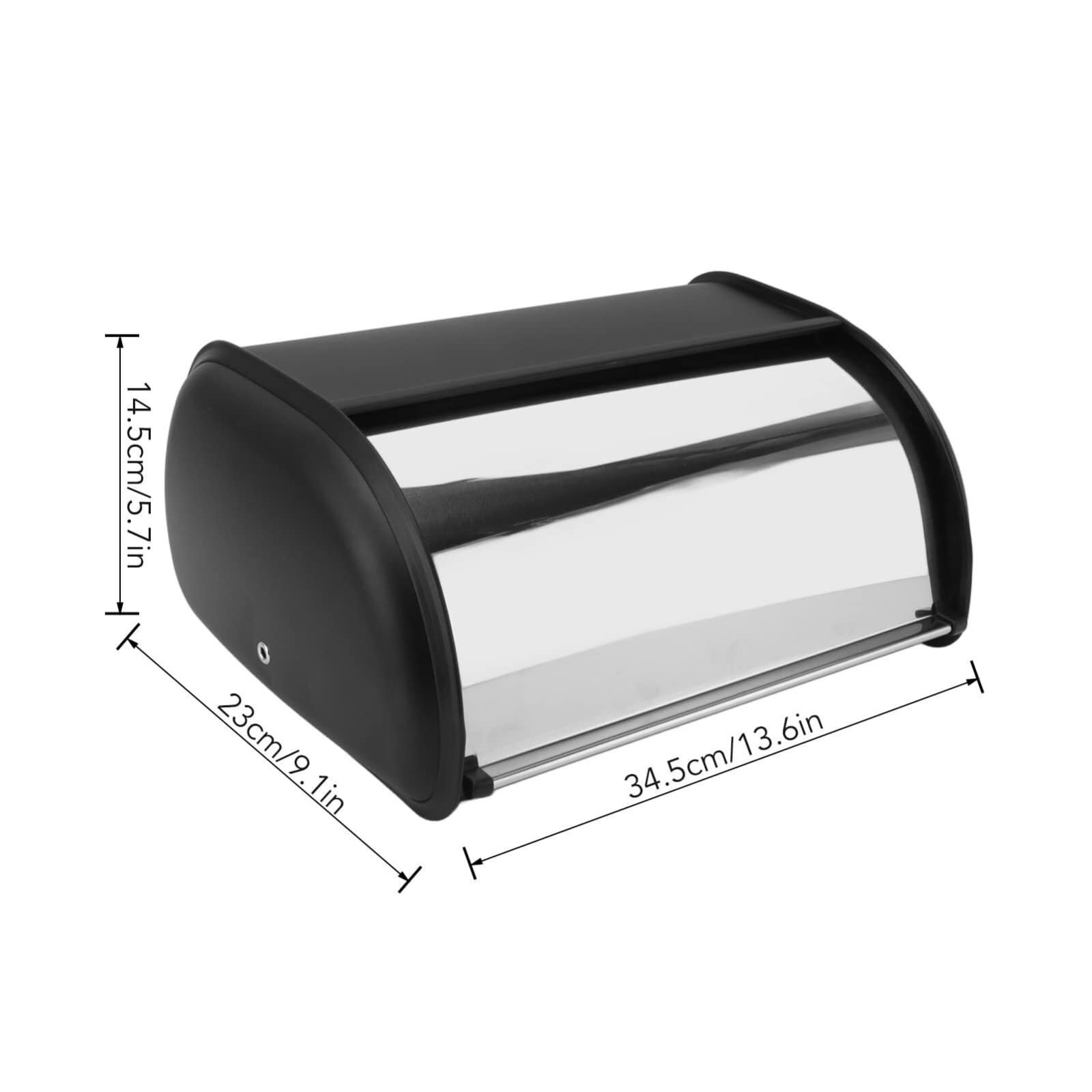 Brotkasten Brotbox Brotaufbewahrung Brotkasten Aus Metall Mit Großer Kapazität Und Rolltop-Deckel, Multifunktional, Hochglanzpoliert, Vorratsbehälter Brotkästen Brotaufbewahrungsbox Brotkiste(Black)