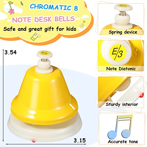 Desk Bells For Kids 8 Notes Bell Chromatic Diatonic Hand Bells Toddler Musical Instruments For Musical Learning Teaching Percussion Instrument #TOP1