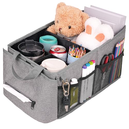 Image of HEYSKAY Car Organizer with Tissue Box, Coffee Cup Drink Holder, Toy Books Storage for Car (Grey)