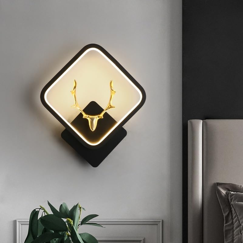 LED Deer Wall Light 3 Color Modern Wall Sconce Gold Black - Pack of 1