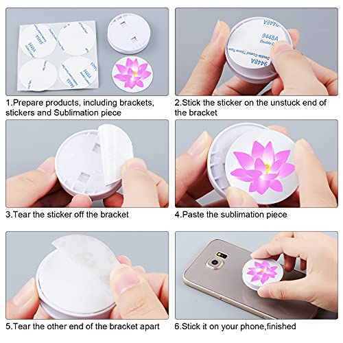 15 Pieces Blank Sublimation Phone Holders Collapsible Tablets And Cell Phones Grip Holder Adhesive Blank Finger Stand Holder With Double-Sided Tape (White) #TOP2