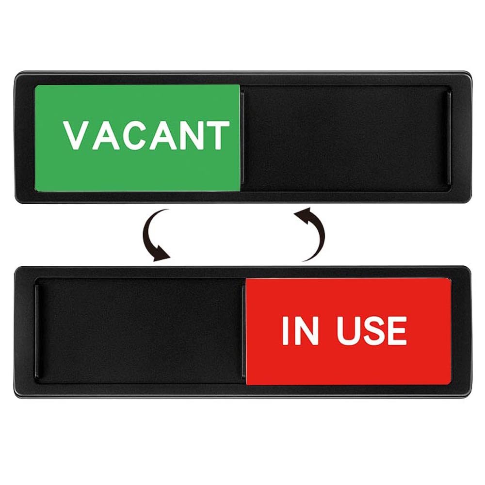 Toilet Signs for Door, Bathroom Door Sign, Do Not Disturb Door Sign, Vacant/In Use Sign Slider Door Indicator for Office Home Conference Room, 7 x 2 Inch (Black)
