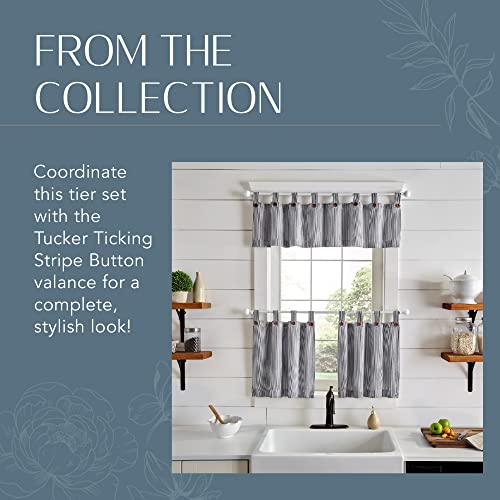 Elrene Home Fashions Tucker Ticking Stripe Window Valance For Kitchen Or Bathroom, 60" X 15", 1 Valance, Black #TOP4