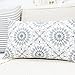 Slow Cow Linen Embroidery Decorative Lumbar Throw Pillow Cover Rectangular Pillow Cover Cushion Cover 12 x 20 Inches Dark Gray Grey