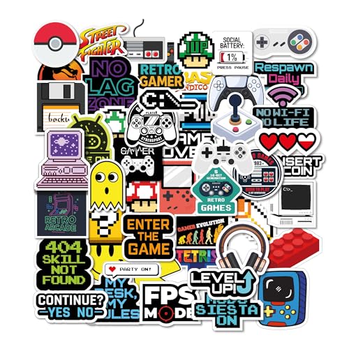 Pack 50 Pegatinas Gamer RGB Waterproof – Stickers para Portátil, PC, Consola y Setup Gaming
